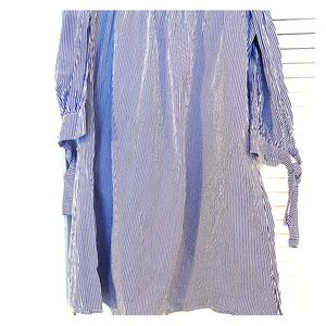 Blue and white pin stripe dress